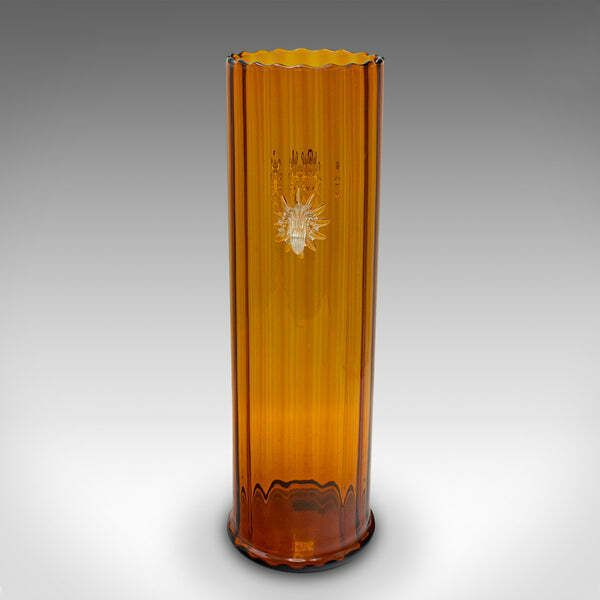 Tall Vintage Ribbed Vase, French, Art Glass, Flower Sleeve, Art Deco, Circa 1930 photo 395.0