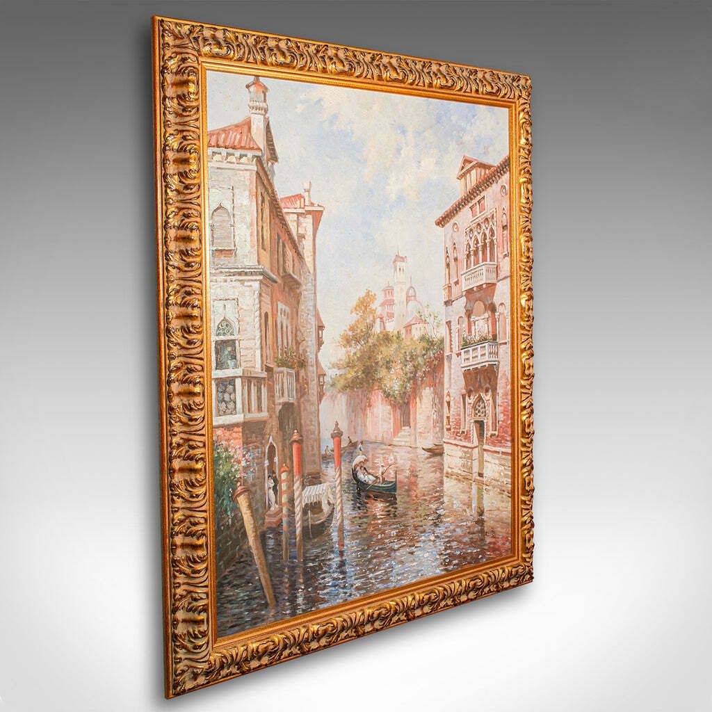 Large Vintage Venetian Painting, Continental School, Oil On Canvas, Venice, 1980