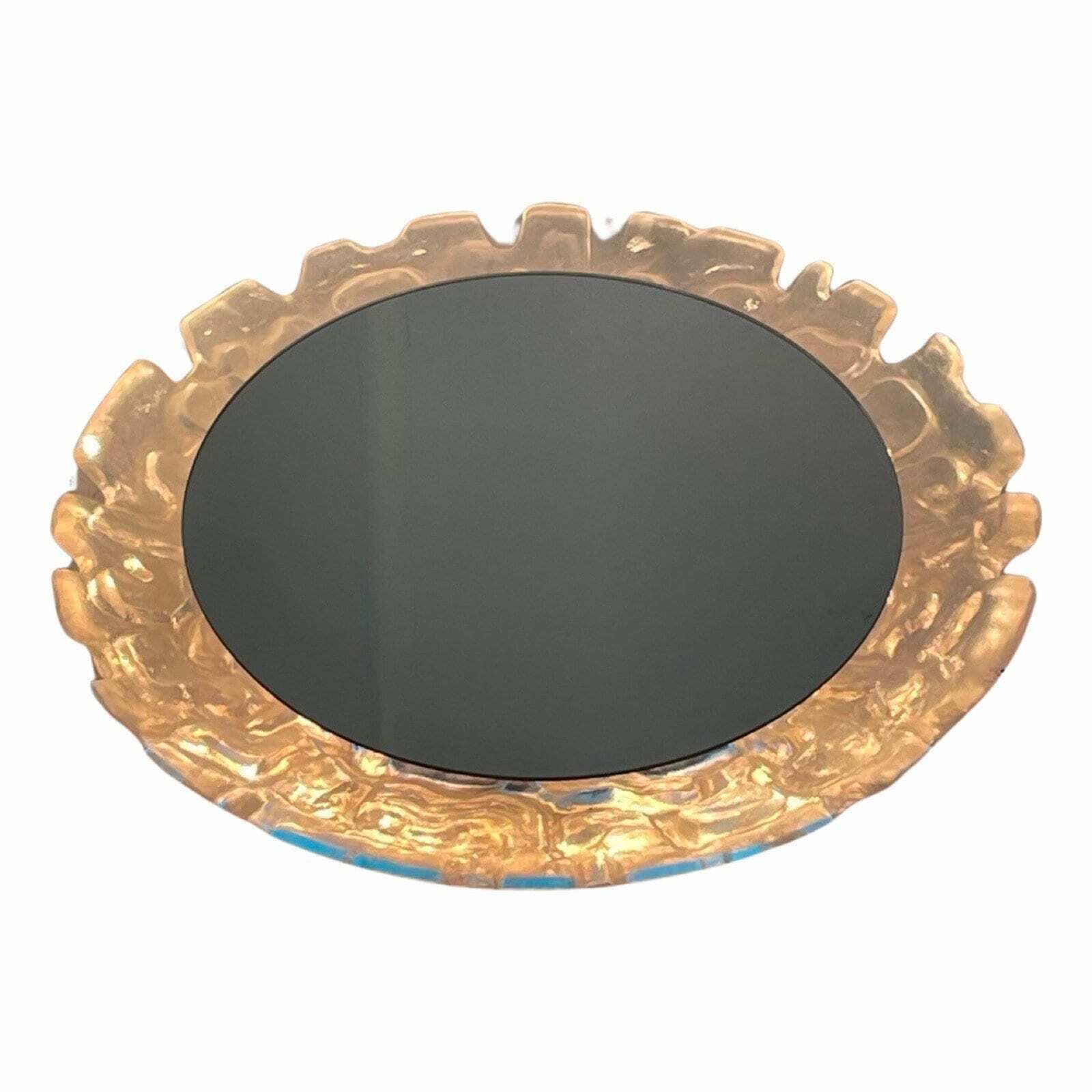 Egon Hillebrand   German Made Space Age Design Mirror With Backlighting   Large Model In Great Condition   Pressed Glass photo for sale