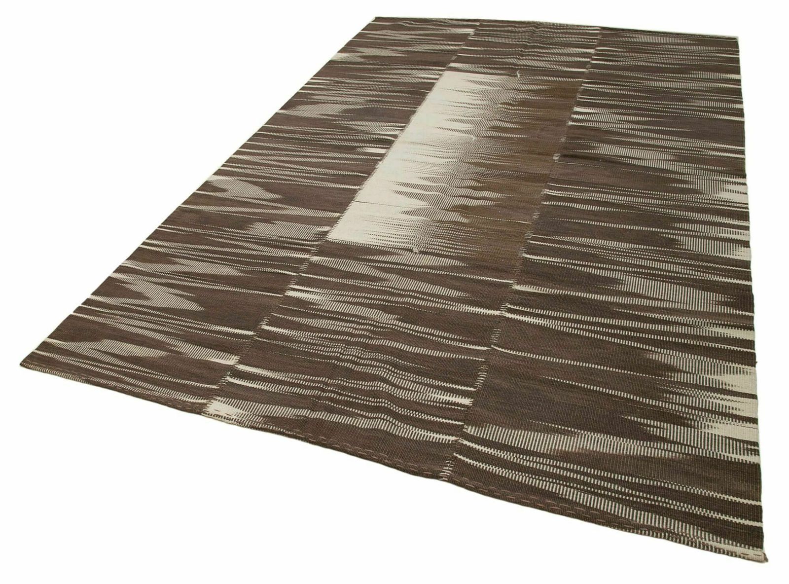 7x11 Brown Contemporary Kilim Rug photo for sale
