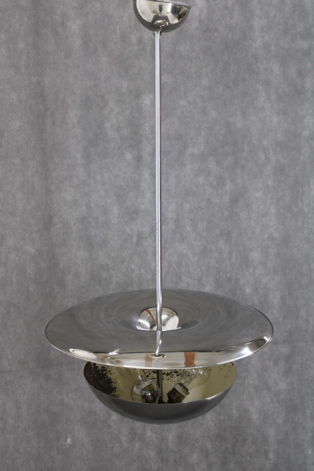 1930s Bauhaus Chrome Plated Chandelier By Anyz, Czechoslovakia photo vintage