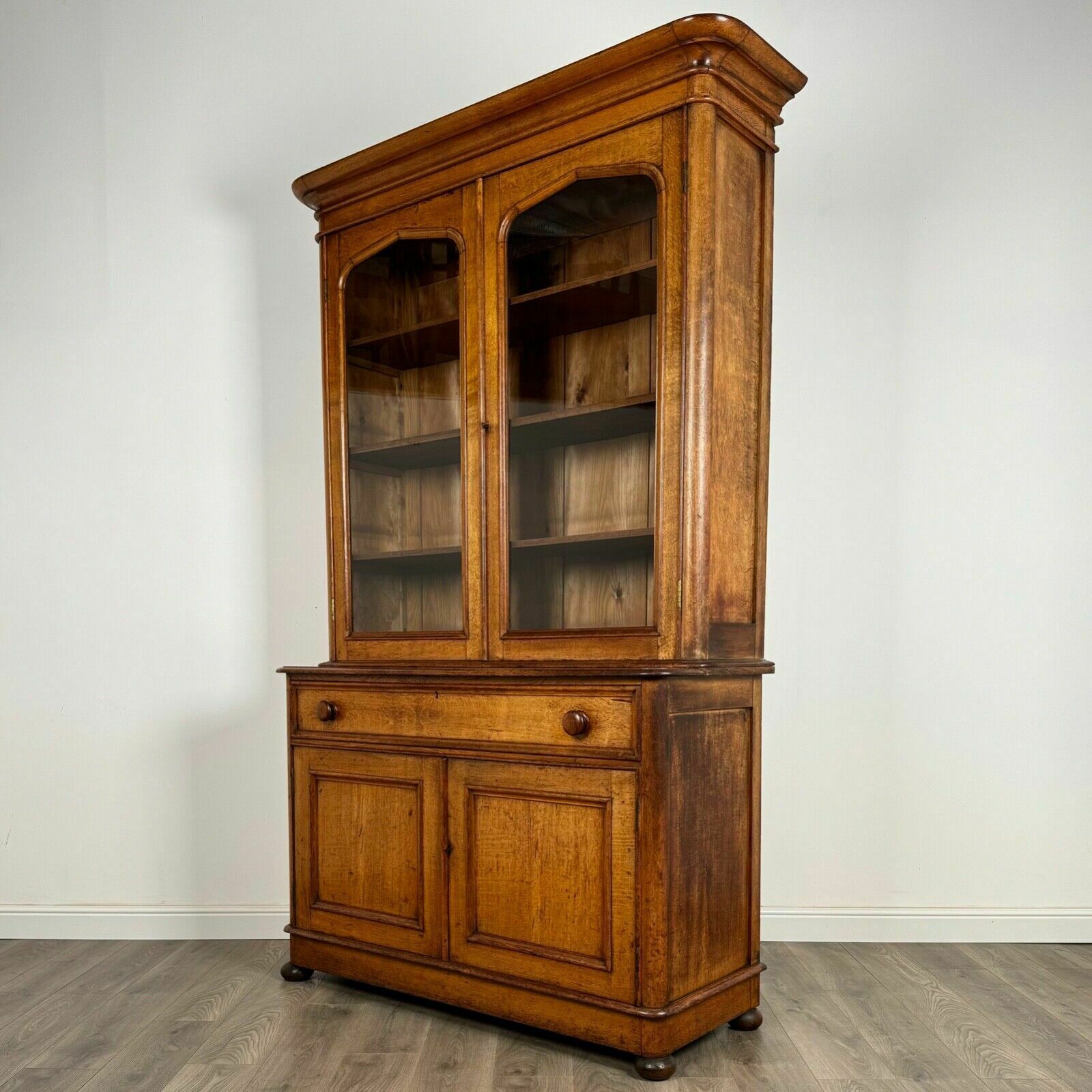 Antique 19th Century Golden Oak Bookcase On Cupboard Of Finest Quality photo for sale