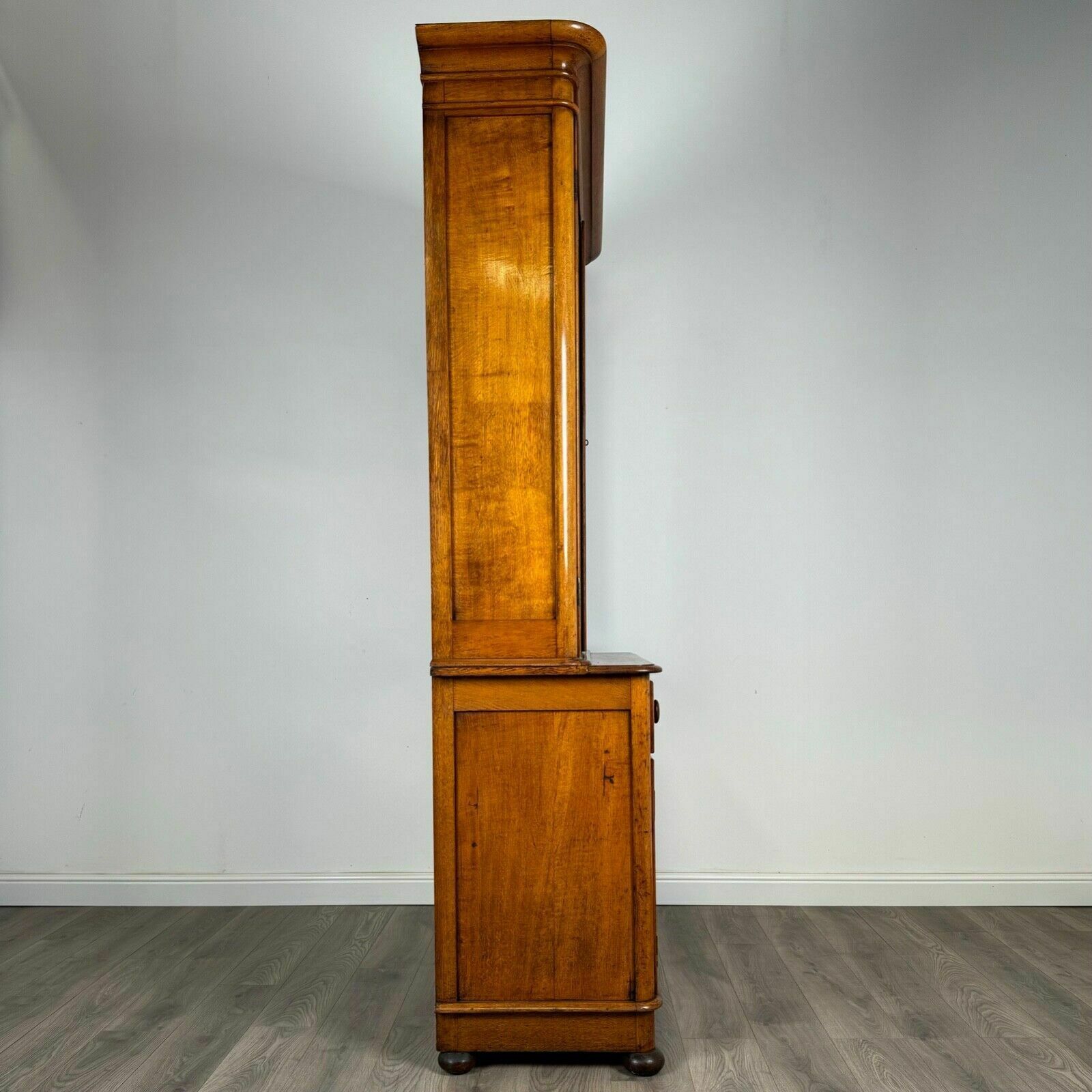 Antique 19th Century Golden Oak Bookcase On Cupboard Of Finest Quality photo vintage