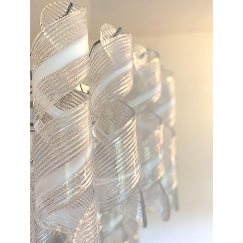 Transparent And White “Ricci” Murano Glass Chandelier photo Lighting