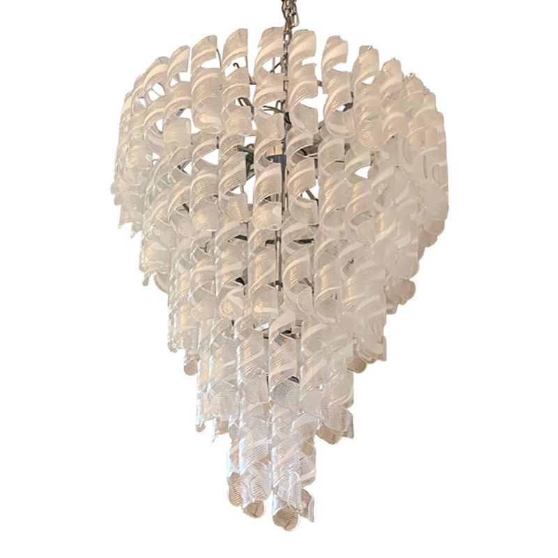 Transparent And White “Ricci” Murano Glass Chandelier