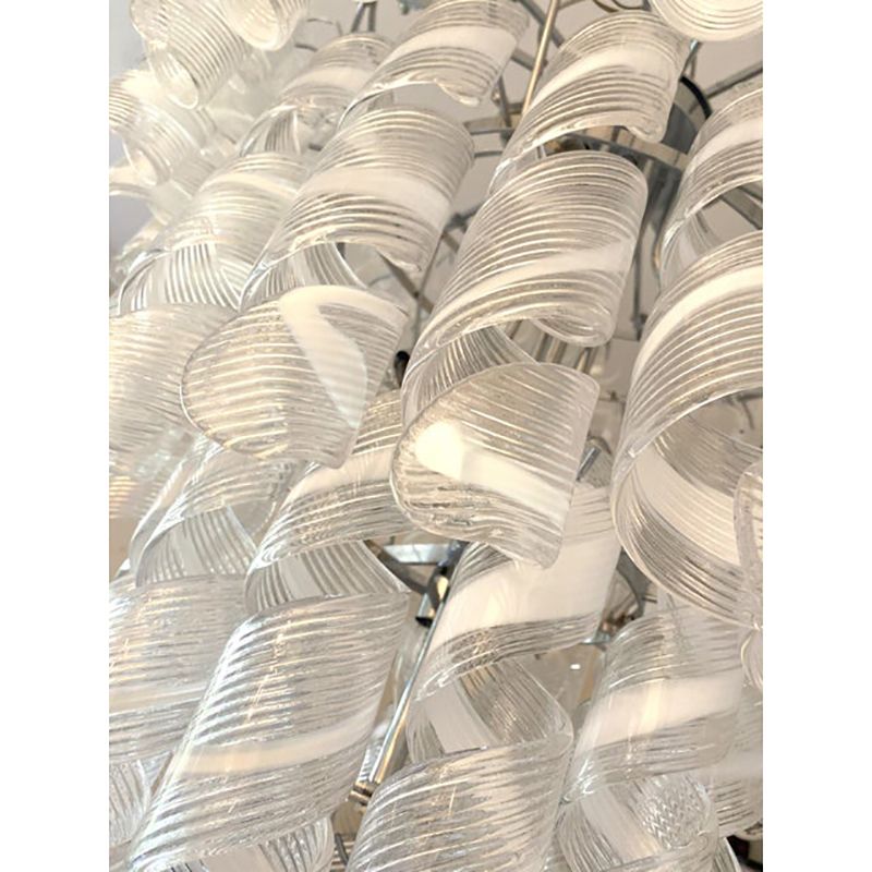 Transparent And White “Ricci” Murano Glass Chandelier photo buy