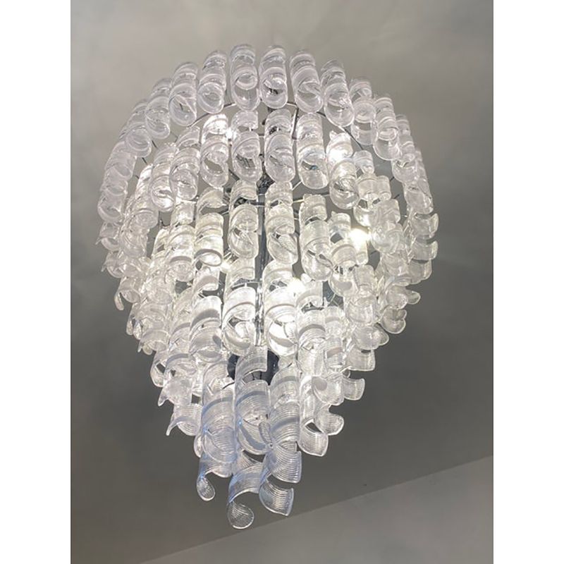 Transparent And White “Ricci” Murano Glass Chandelier photo vinterior