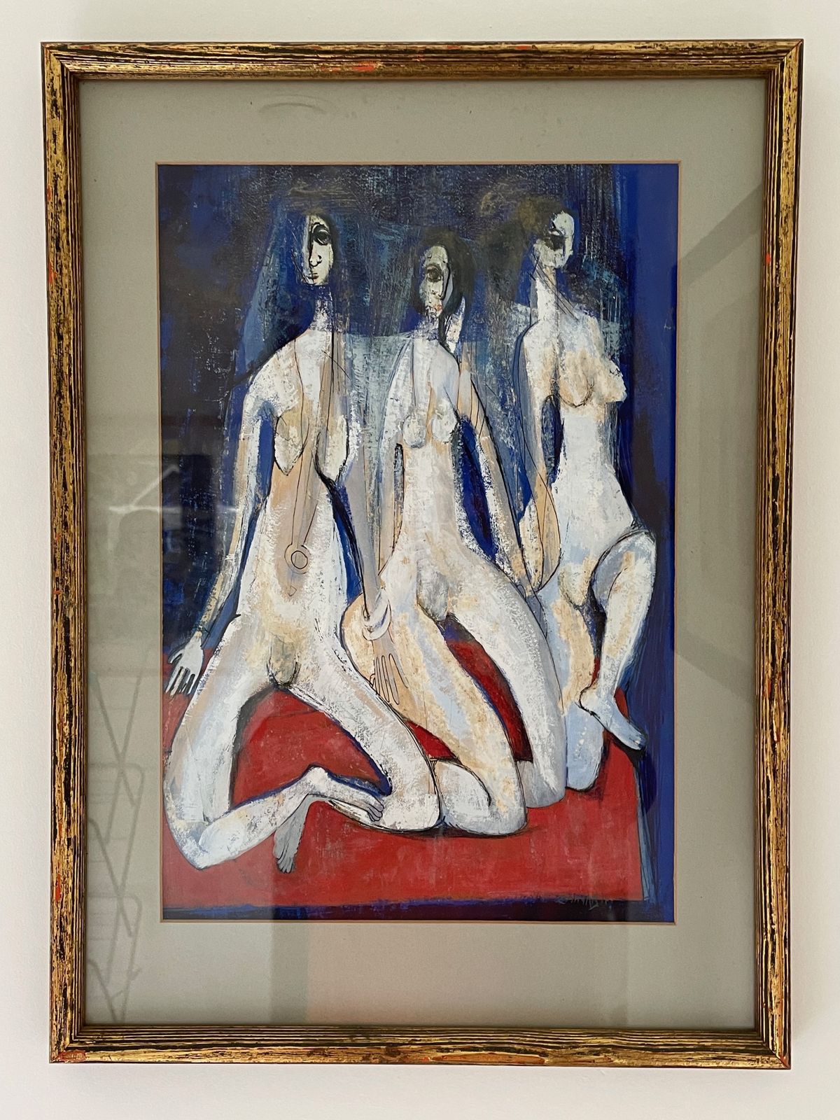 Composition With Figures. Figurative Gouache Painting By Zainab Reddy photo furniture