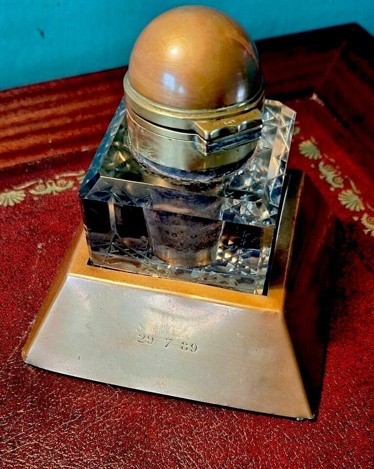 Victorian Patented Partners Copper & Glass Inkwell By Betjemann & Sons photo 185.0