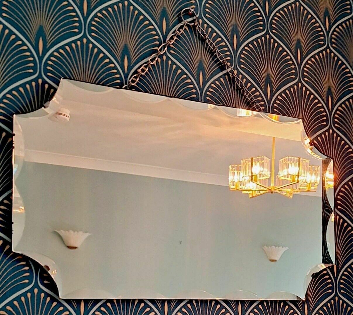 Art Deco Original Deep Bevelled Edge Frameless Wall Mirror photo vinterior