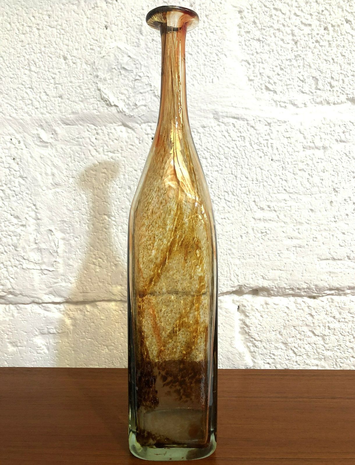 Beautiful Maltese Attenuated Art Glass Bottle Vase Michael Harris 1970's Mdina photo furniture
