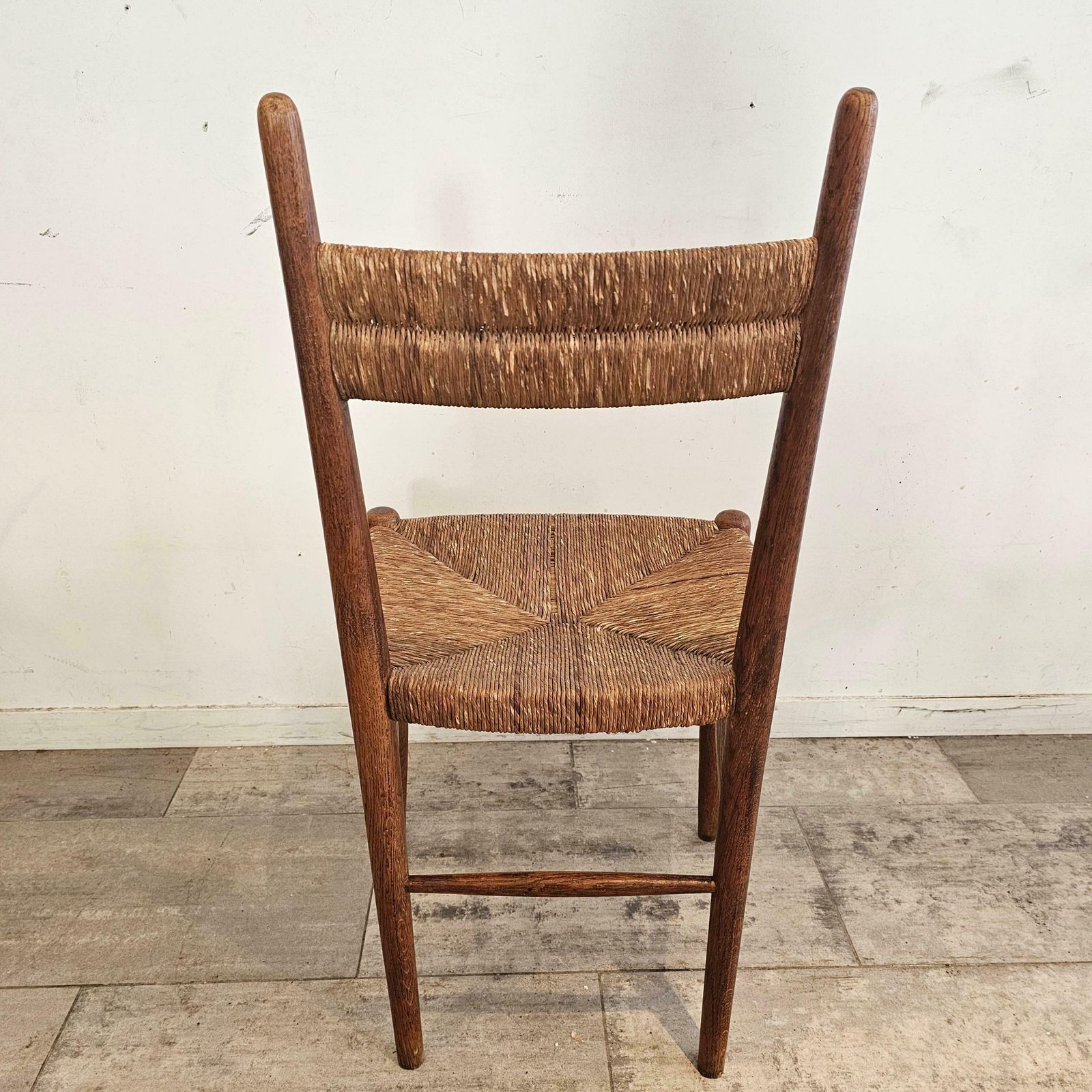 Set Of 6 French Chairs In Teak And Straw Woven Seatings photo buy