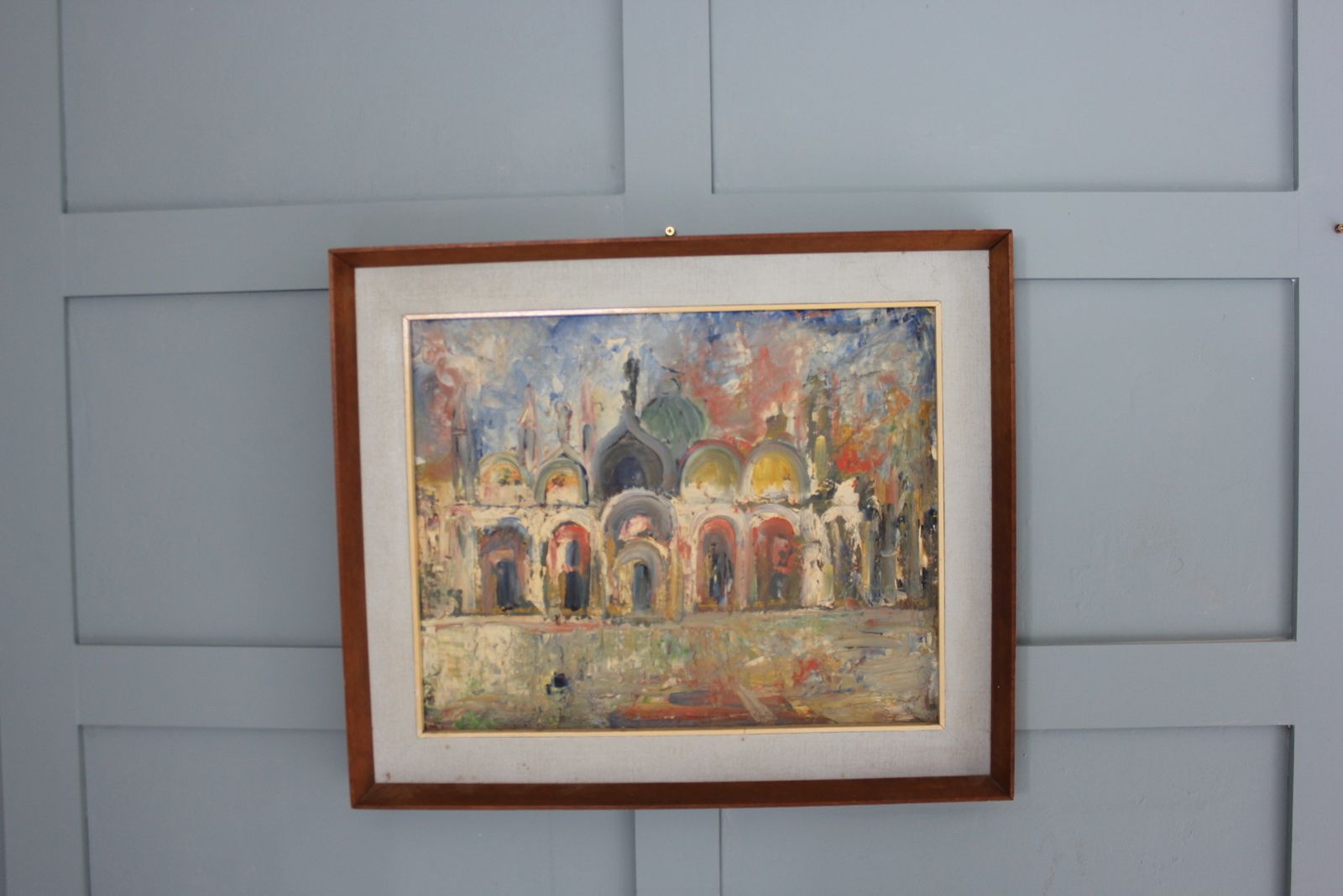 photo vintage Vintage Midcentury Venetian Painting By Emanuele Cappello