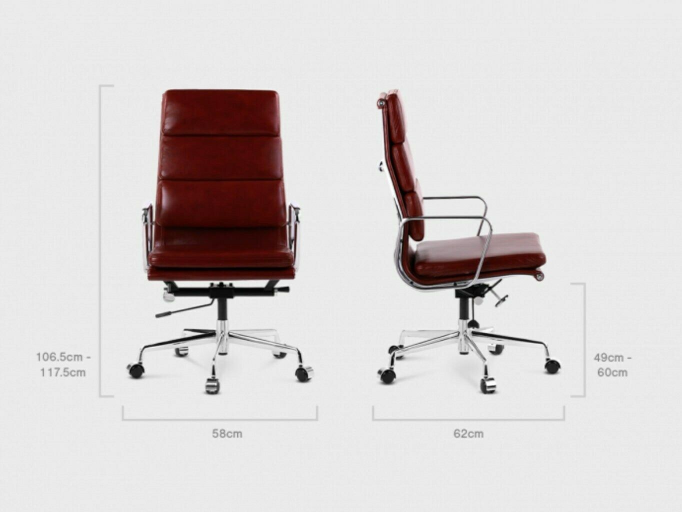 Mid Century Design Office Chair   Tan Or Burgundy Leather photo 740.0