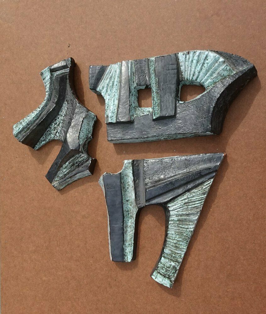 Large Belgian Brutalist Ceramic Wall Sculptures, 1960s, Set Of 3