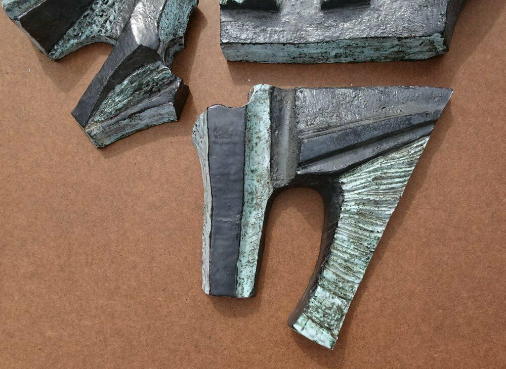 Large Belgian Brutalist Ceramic Wall Sculptures, 1960s, Set Of 3 photo Art