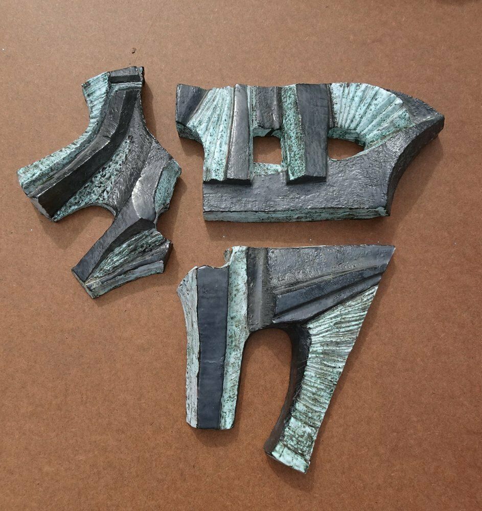 Large Belgian Brutalist Ceramic Wall Sculptures, 1960s, Set Of 3 photo buy