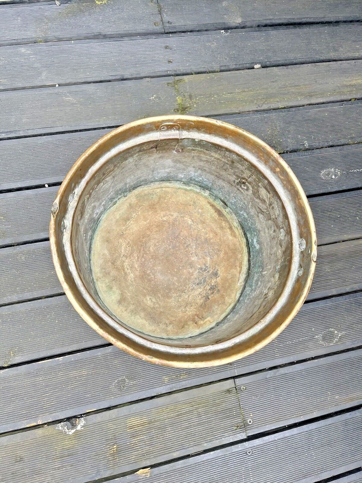 Antique Armorial Brass Copper Jardiniere Plant Pot Lion Head Handles Ice Bucket photo buy
