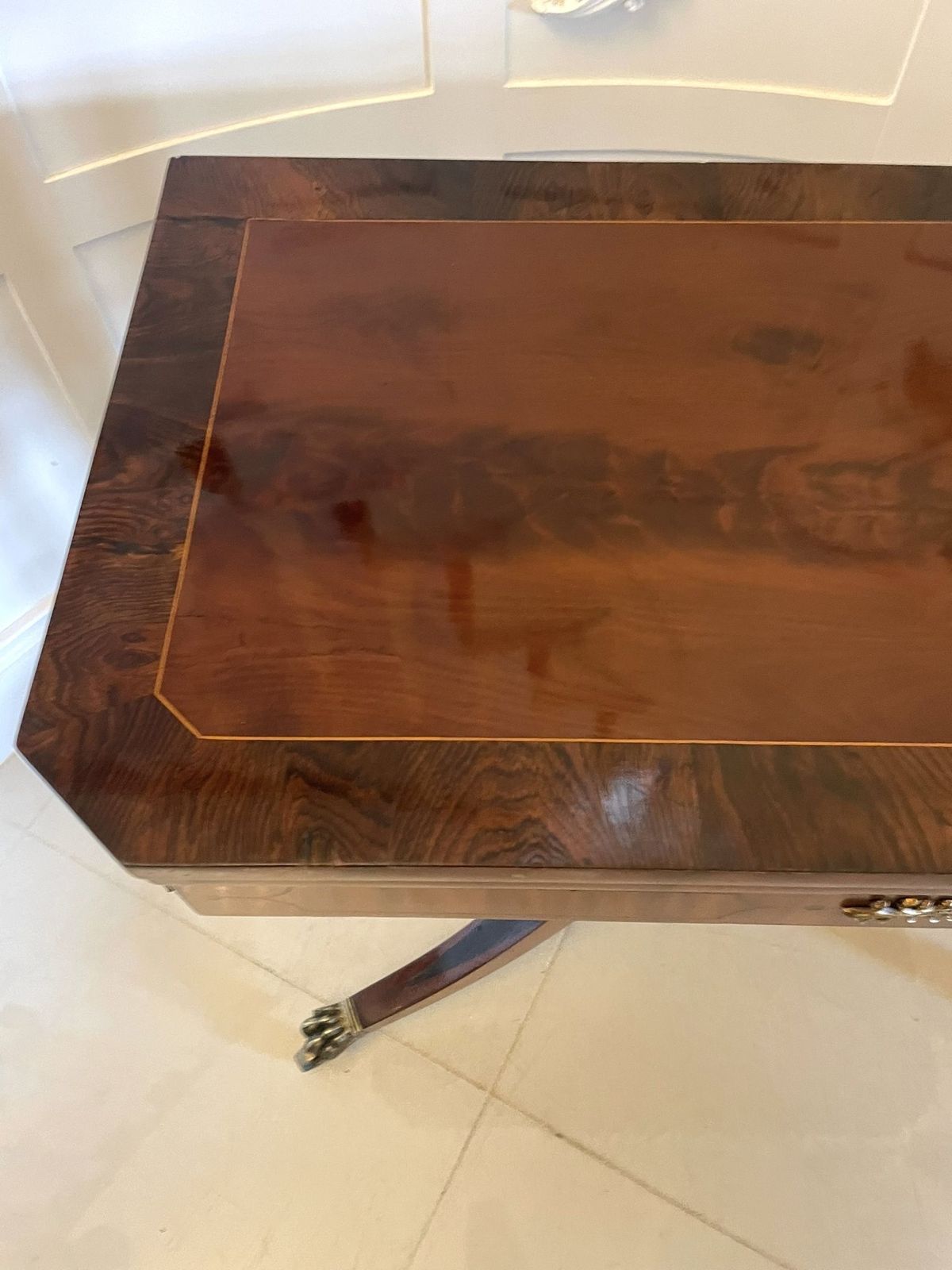 Antique Figured Mahogany Card Table With Gilded Brass Mounts photo 2795.0
