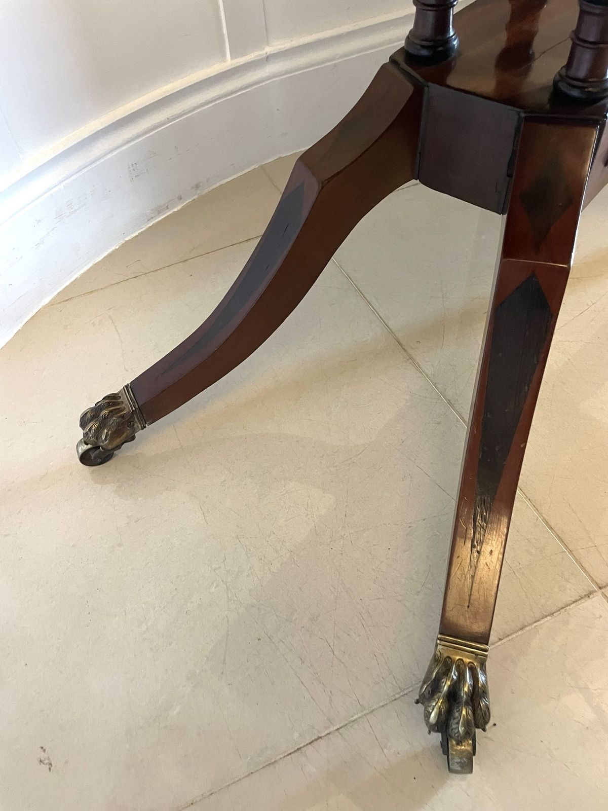 photo for sale Antique Figured Mahogany Card Table With Gilded Brass Mounts