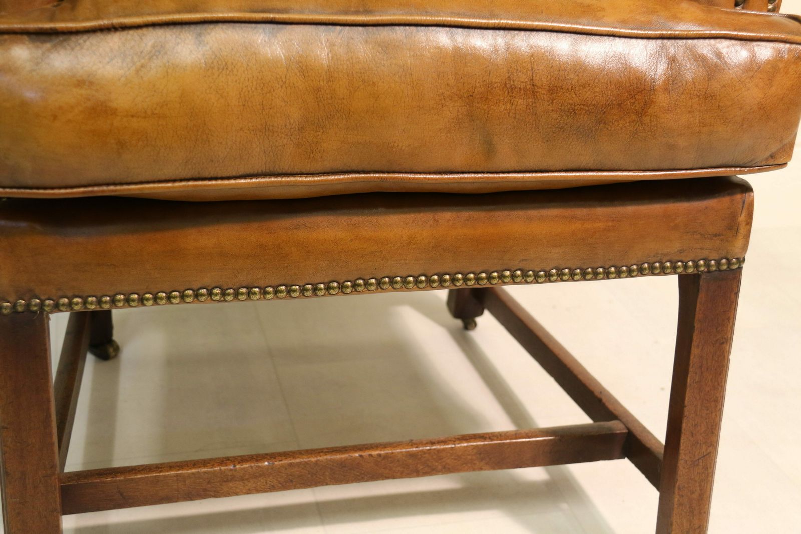 Furniture A Rare 18th Century Deep Buttoned Leather Wing Backed Arm Chair Circa 1770 photo