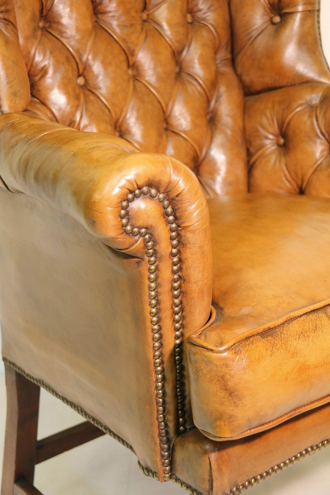 photo buy A Rare 18th Century Deep Buttoned Leather Wing Backed Arm Chair Circa 1770