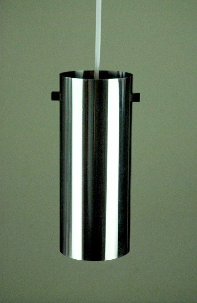 Model 571 Polished Steel Pendant Lamp By Uno & östen Kristiansson For Luxus, Vittsjö, Sweden, 1970s
