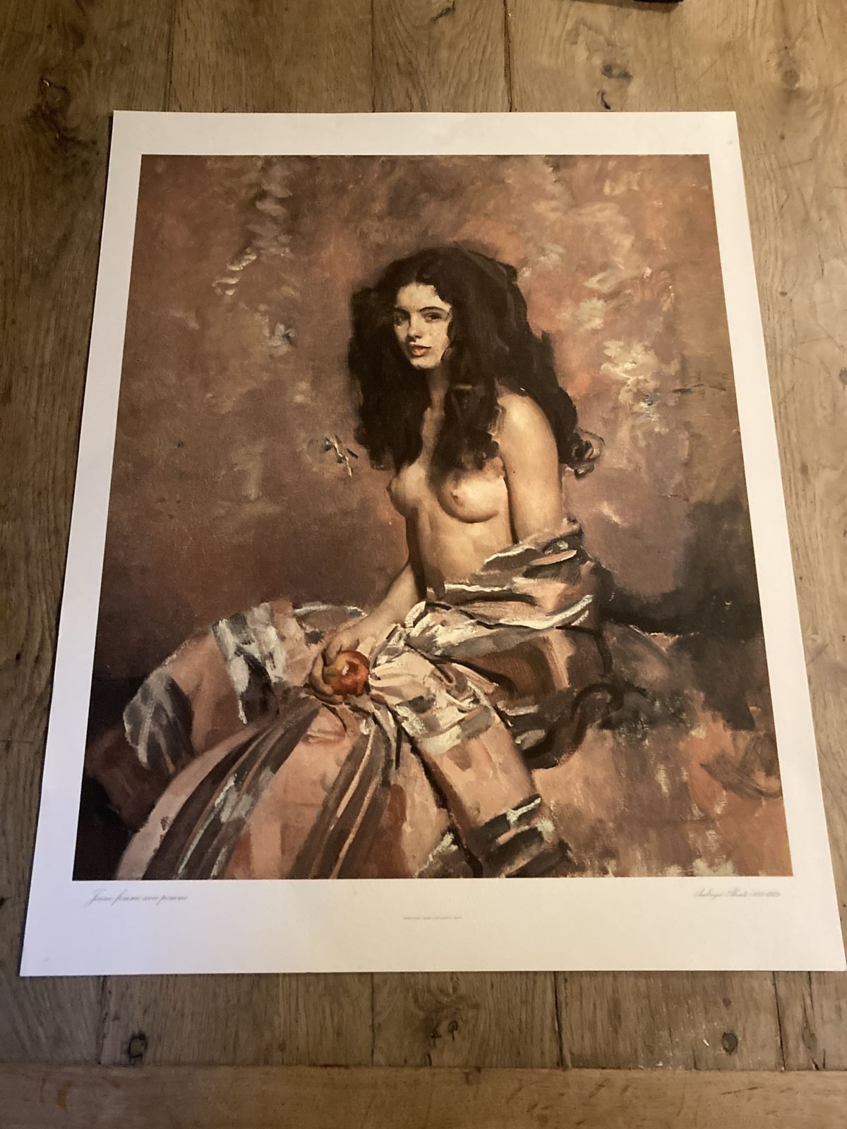 Large Quality Fine Art Print Italian School Portrait By Ambrogio Antonio Alciati “Jeune Femme Avec Pomme” photo for sale