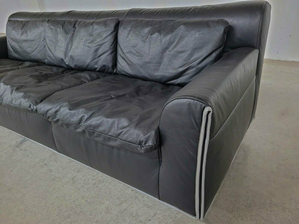 photo furniture Heli 3 Seater Leather Sofa By Otto Zapf For Knoll, 1980s