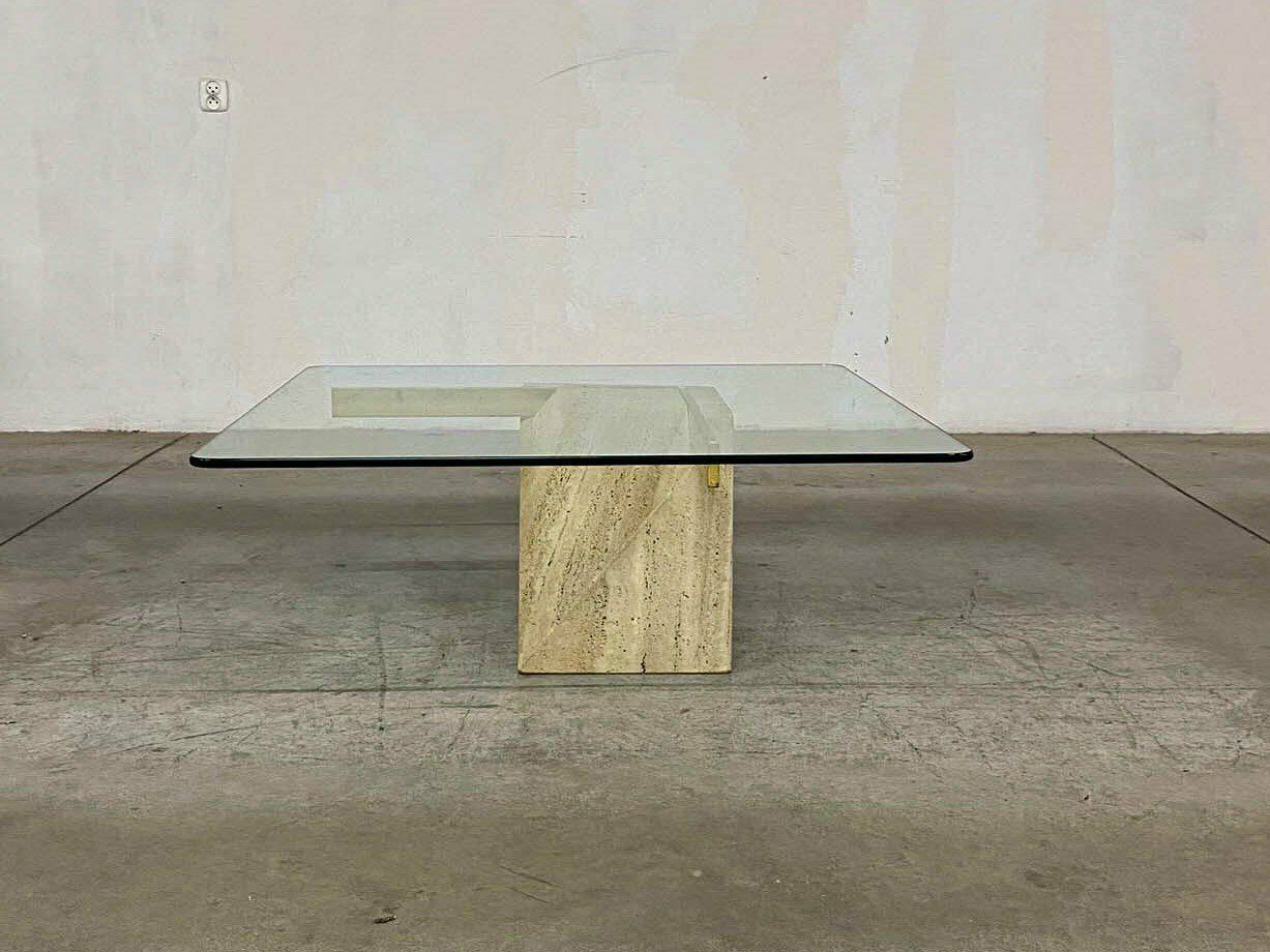 Italian Travertine Coffee Table From Artedi, 1970s
