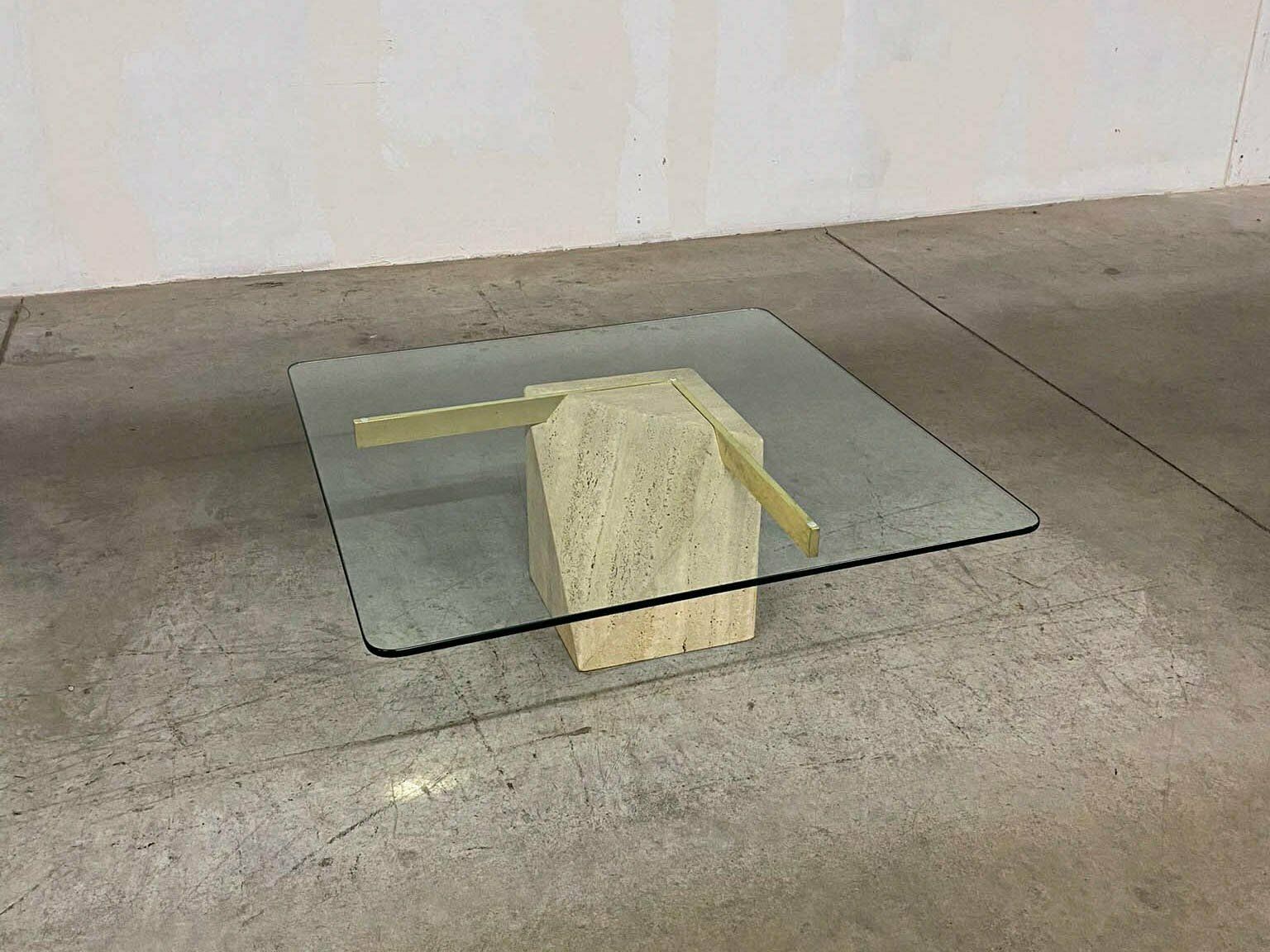 Italian Travertine Coffee Table From Artedi, 1970s photo furniture