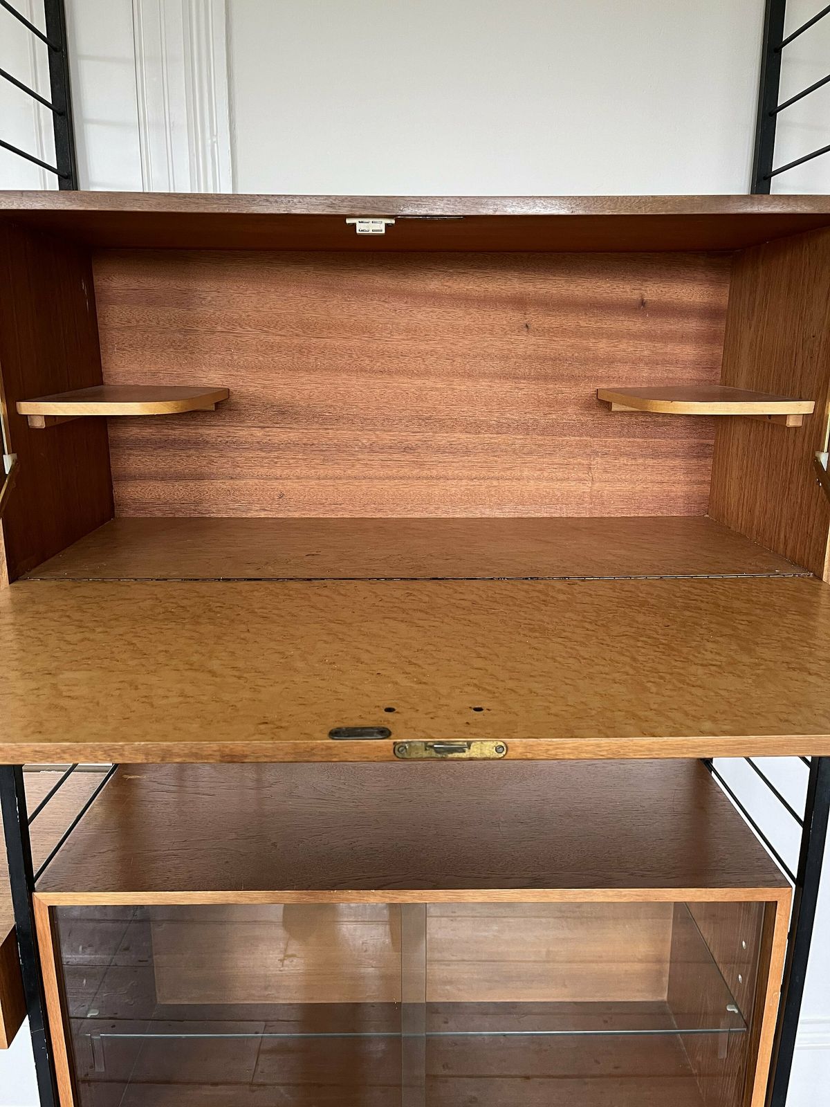 photo furniture Ladderax Mid Century Shelving System   Modular Teak Shelves And Cabinets / Desk With Black Steel Ladder Supports, By Staples For Heals