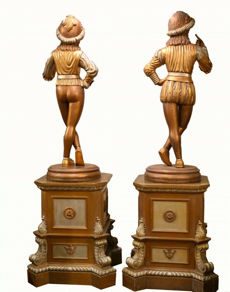 Pair Giant Italian Renaissance Page Boy Statues Medieval Fayre photo furniture