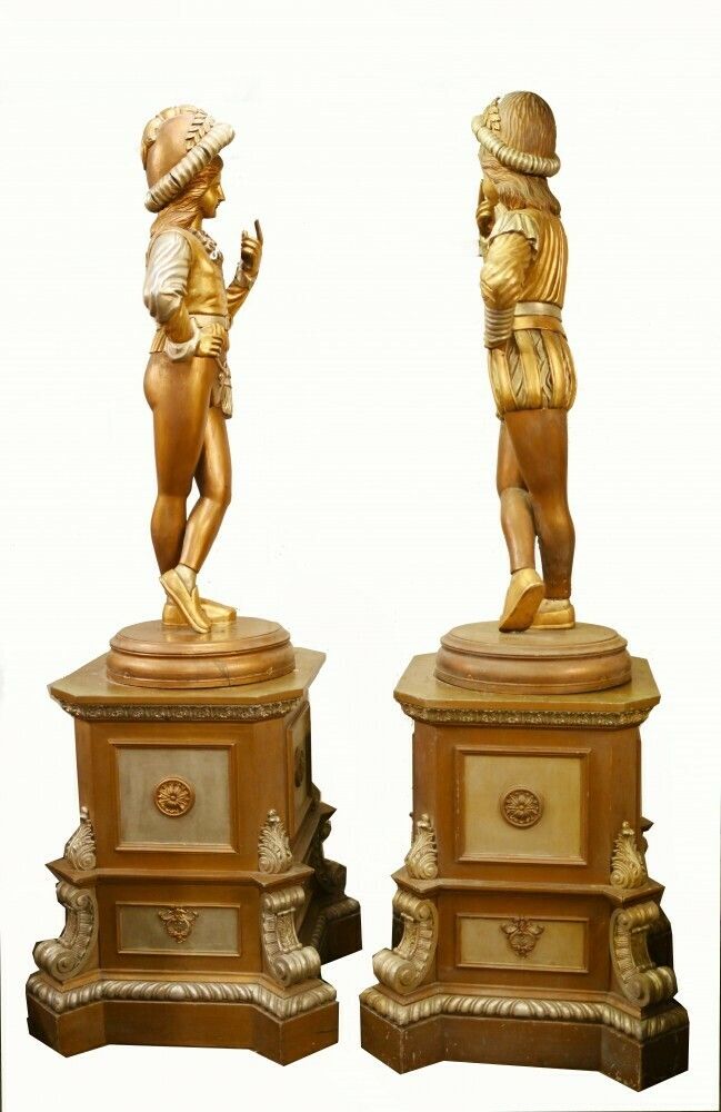 Pair Giant Italian Renaissance Page Boy Statues Medieval Fayre photo buy