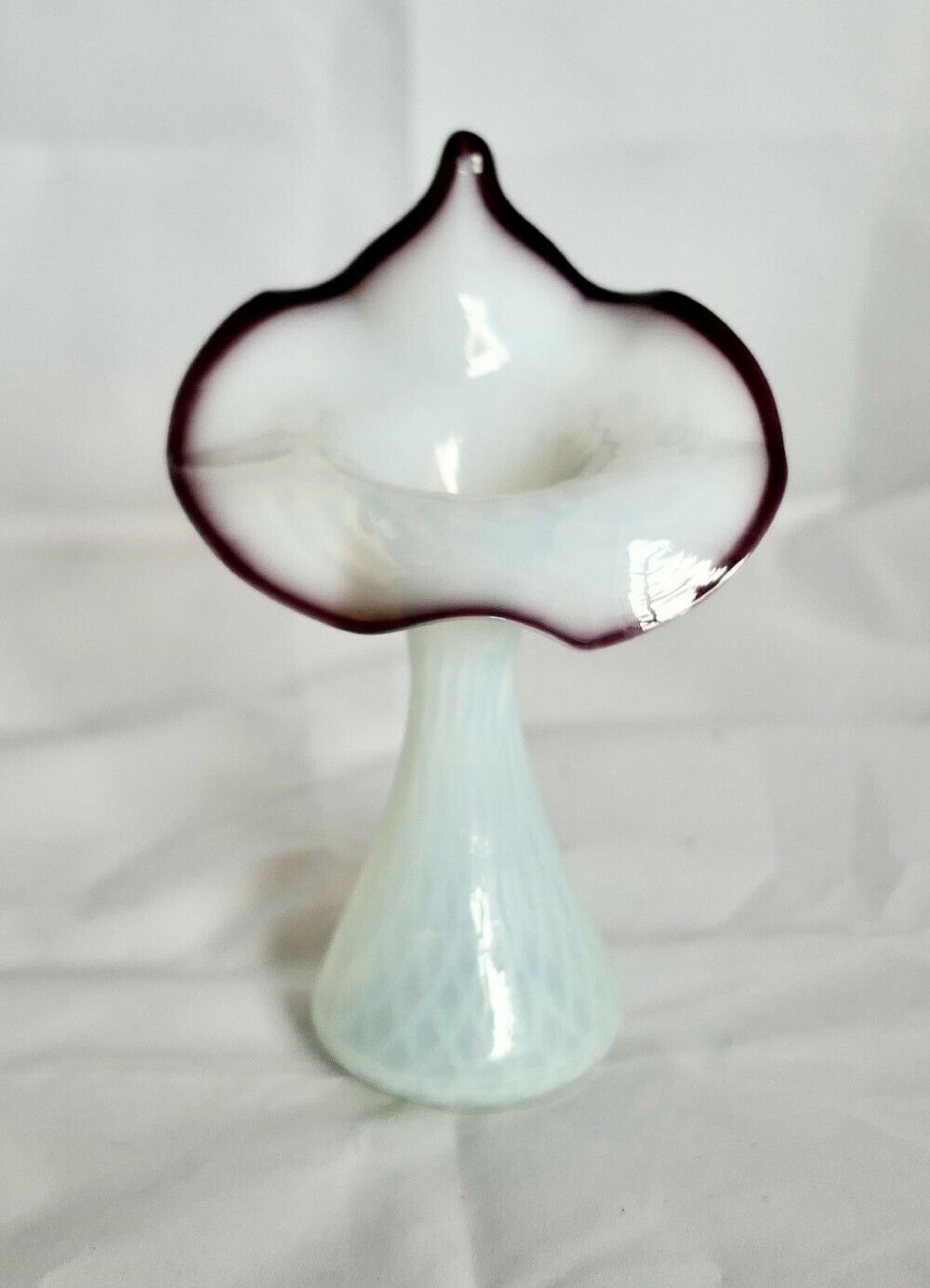 Hand Blown Victorian Semi Opalescent Jack In The Pulpit Vase photo furniture