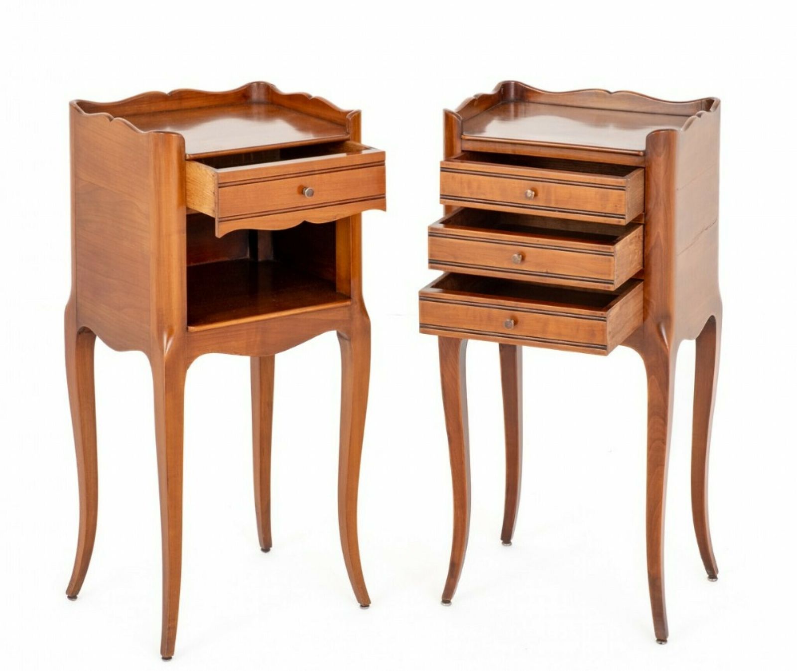 Pair French Bedside Chests Antique Walnut Nightstands photo furniture