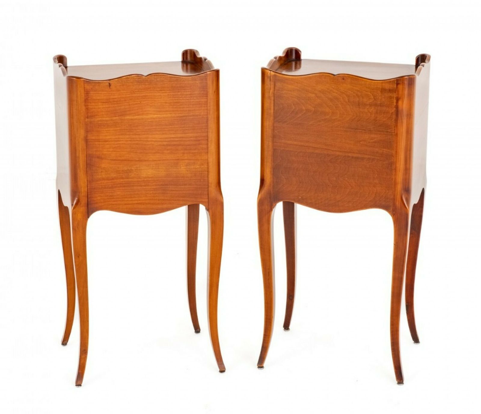 Pair French Bedside Chests Antique Walnut Nightstands photo for sale