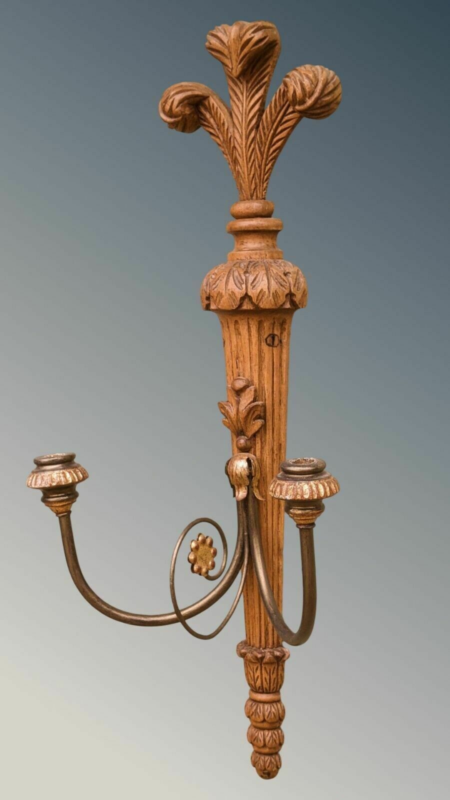 Antique Candelabra Wall Sconce Lime Wood Gilt photo for sale