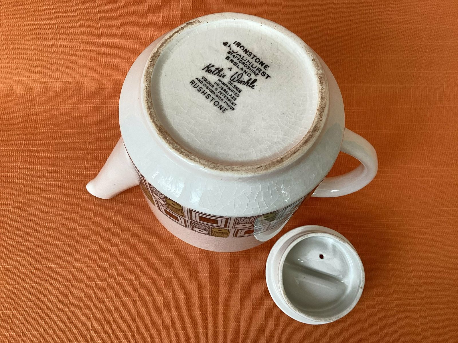 Broadhurst Kathie Winkle Rushstone ‘Kofti’ Pot (2 Pint), 1960s Kathie Winkle Teapot, Broadhurst Rushstone Coffee Pot,Kathie Winkle Kofti Pot photo buy