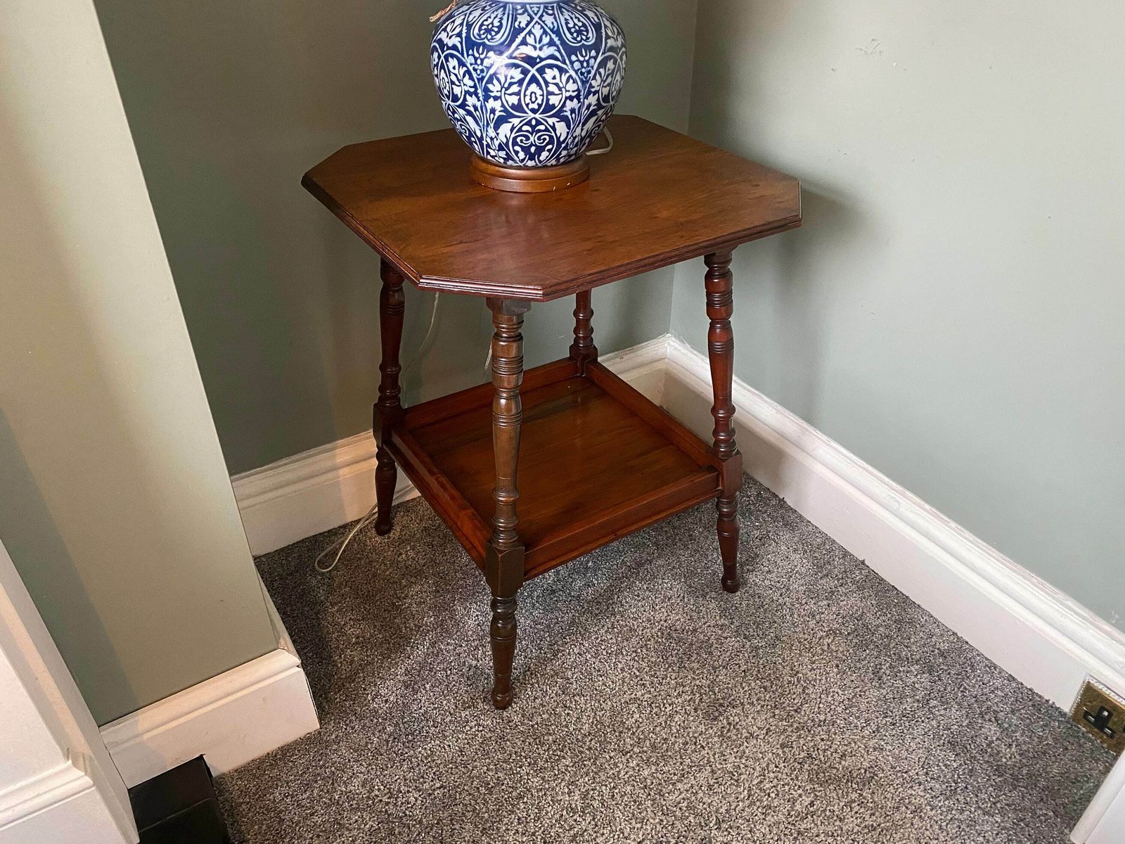 Antique Edwardian Two Tier Oak Side Table Lamp Table Vintage Console Table photo buy