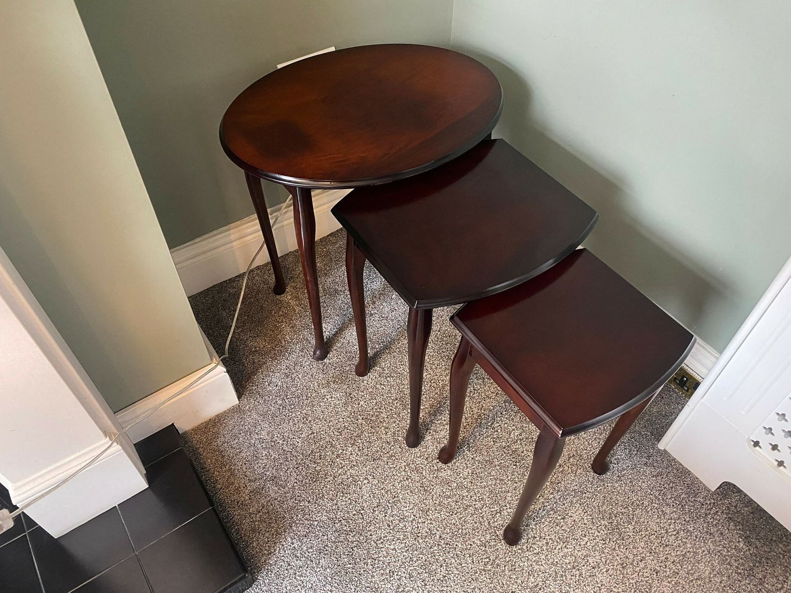 Antique Vintage Nest Of Tables With A Bow Front, Plant Stand, Side Table, Coffee Table, Occasional Table photo Furniture