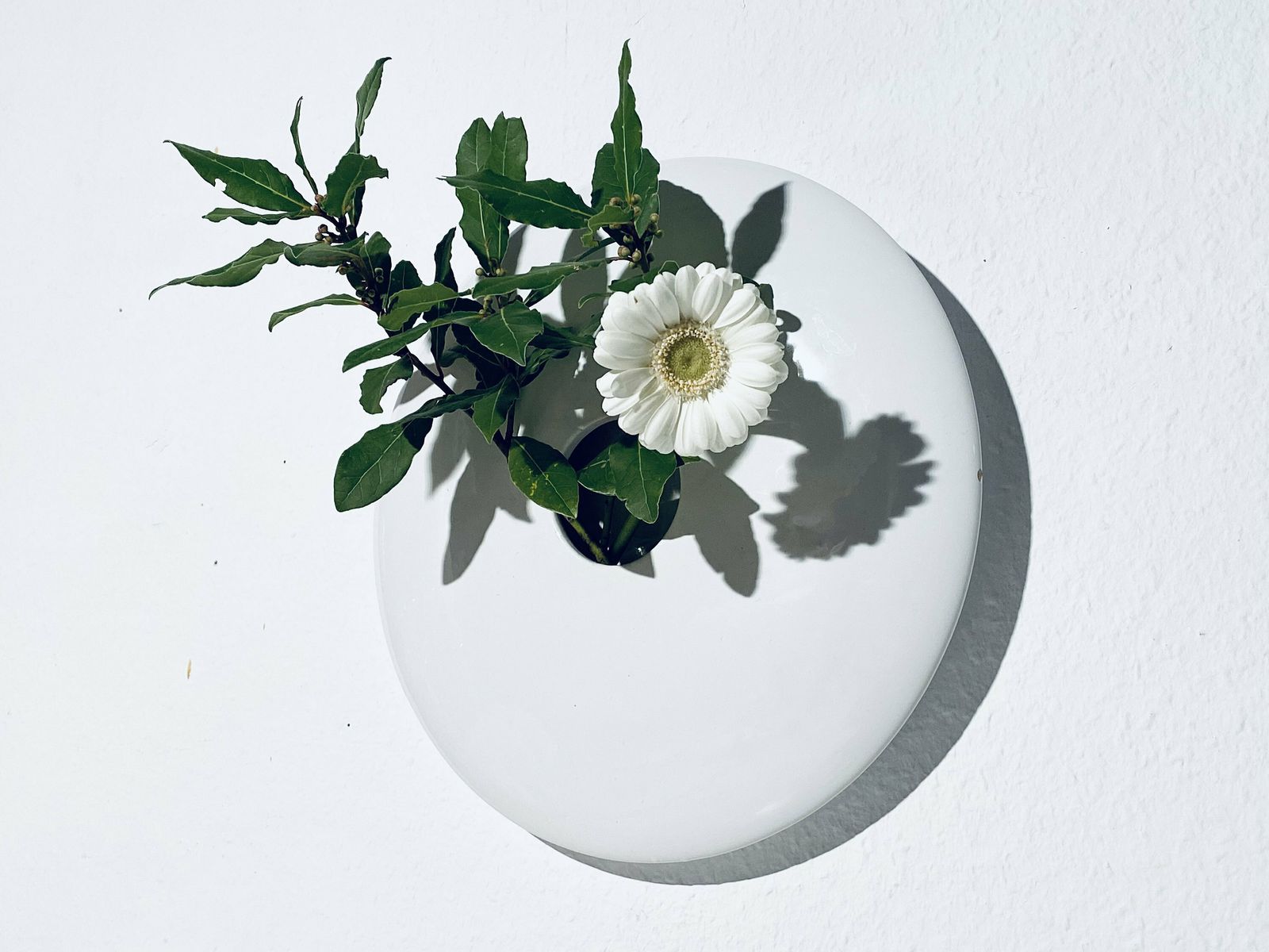 Extravagant Round Design White Ceramic Wall Vase / Vintage Elegant Decor photo furniture