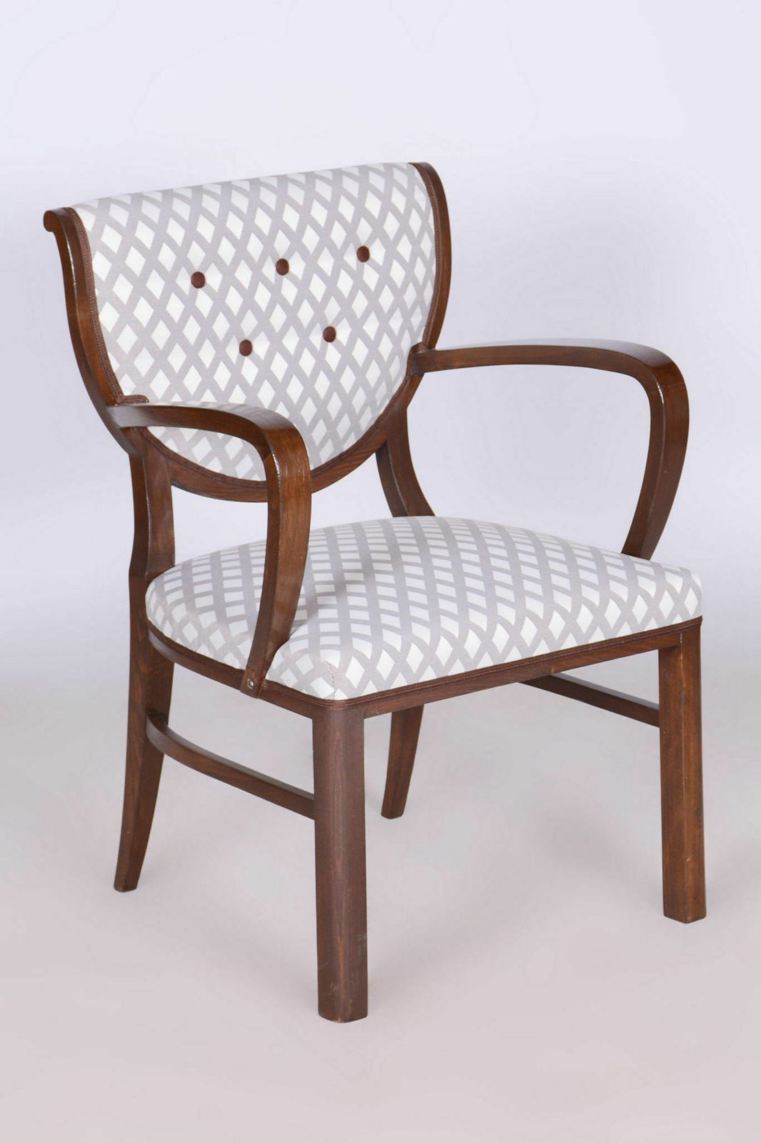 Restored Art Deco Armchair, Beech, New Upholstery, Czech, 1920s