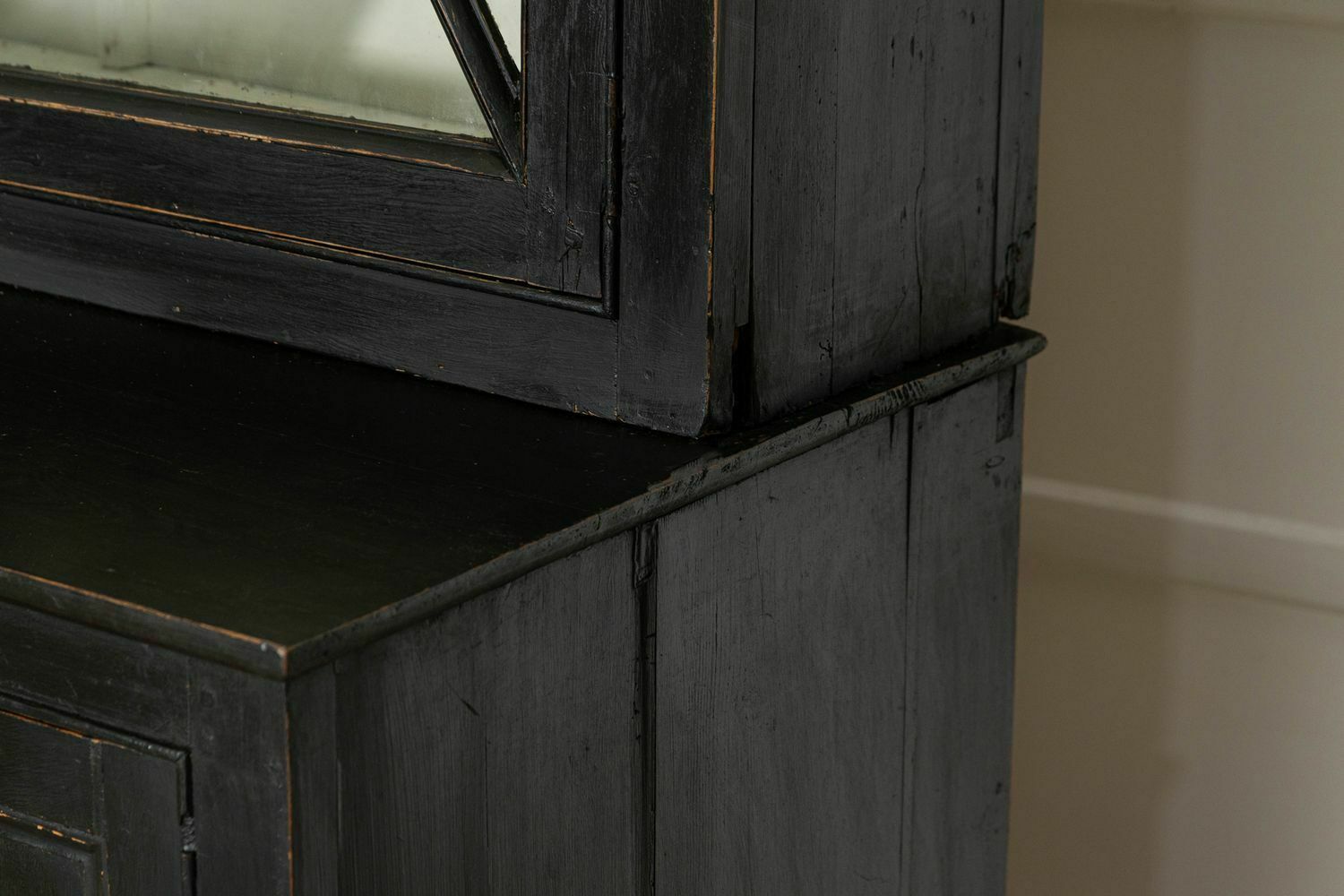 Large 19thc English Ebonised Breakfront Glazed Pine Dresser photo buy
