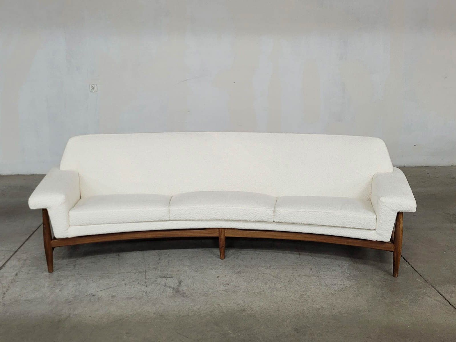 photo vinterior Tv Sofa In Teak White Bouclette By Johannes Andersen For Trensum, 1958