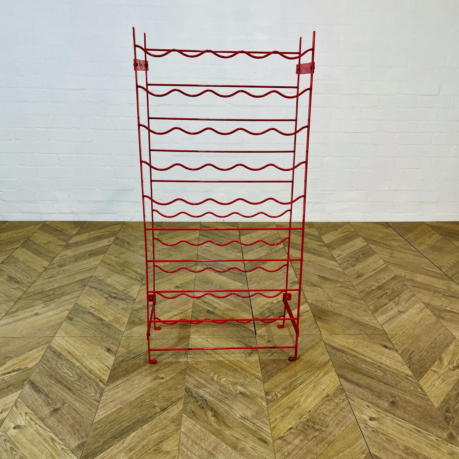 Vintage Red Metal, 50 Bottle Wine Rack By Herby, 1980s photo furniture