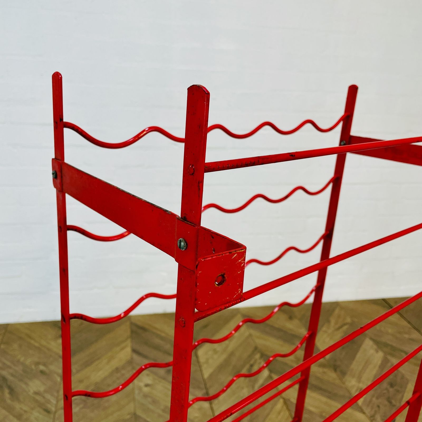 Vintage Red Metal, 50 Bottle Wine Rack By Herby, 1980s photo vinterior