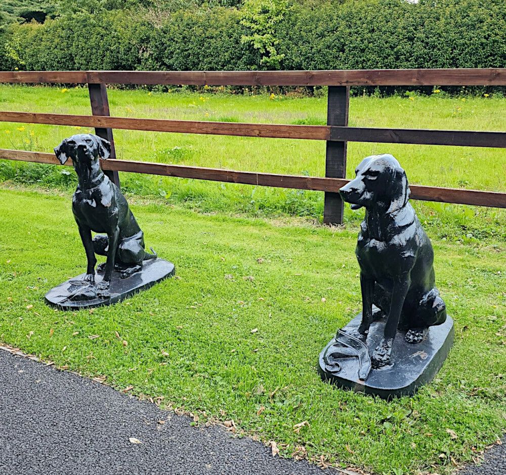 A Rare Pair Of 20th Century Animalier Cast Iron Hunting Dogs photo buy