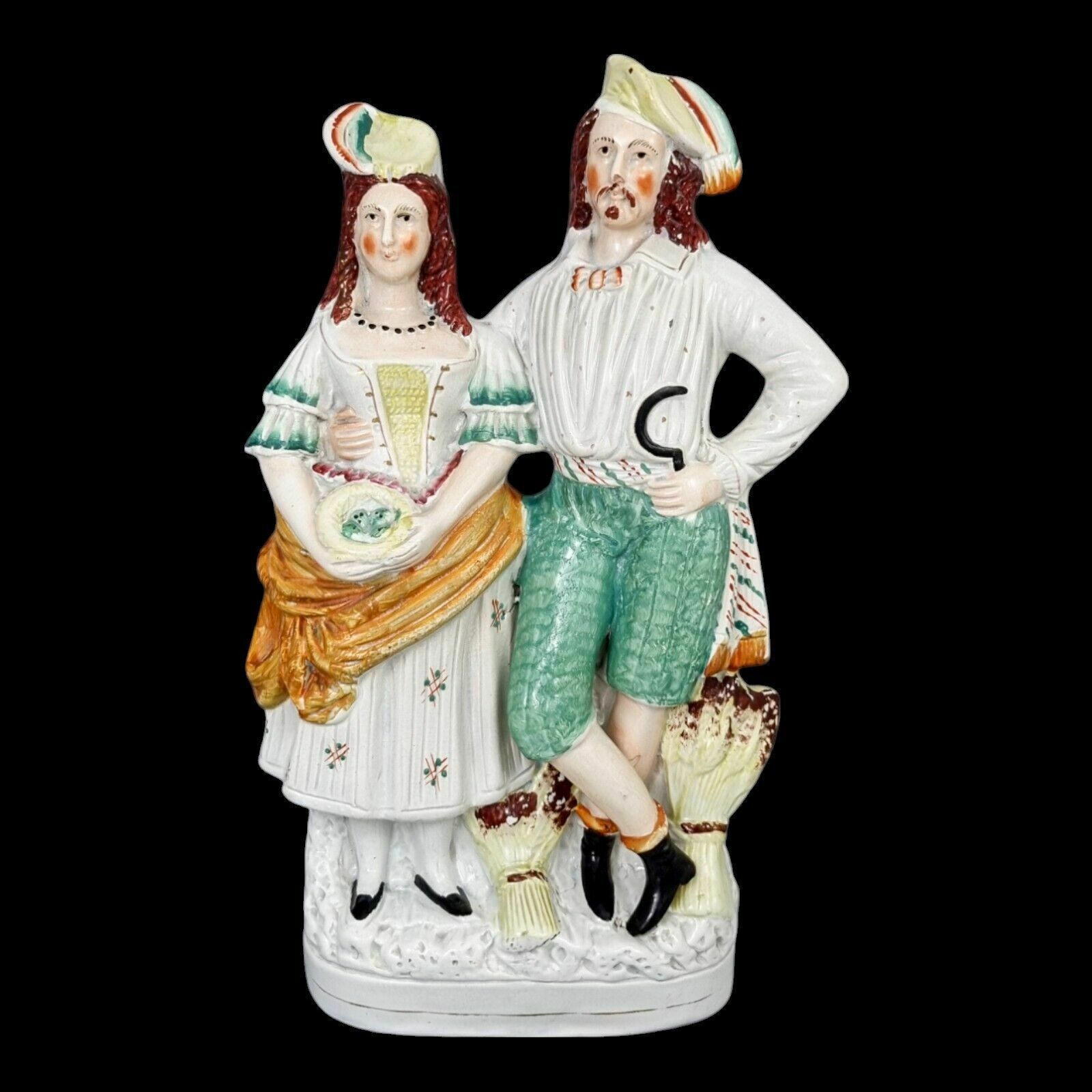 Large Victorian Staffordshire Pearlware Figure; Albanian Farmer And Wife Harvest