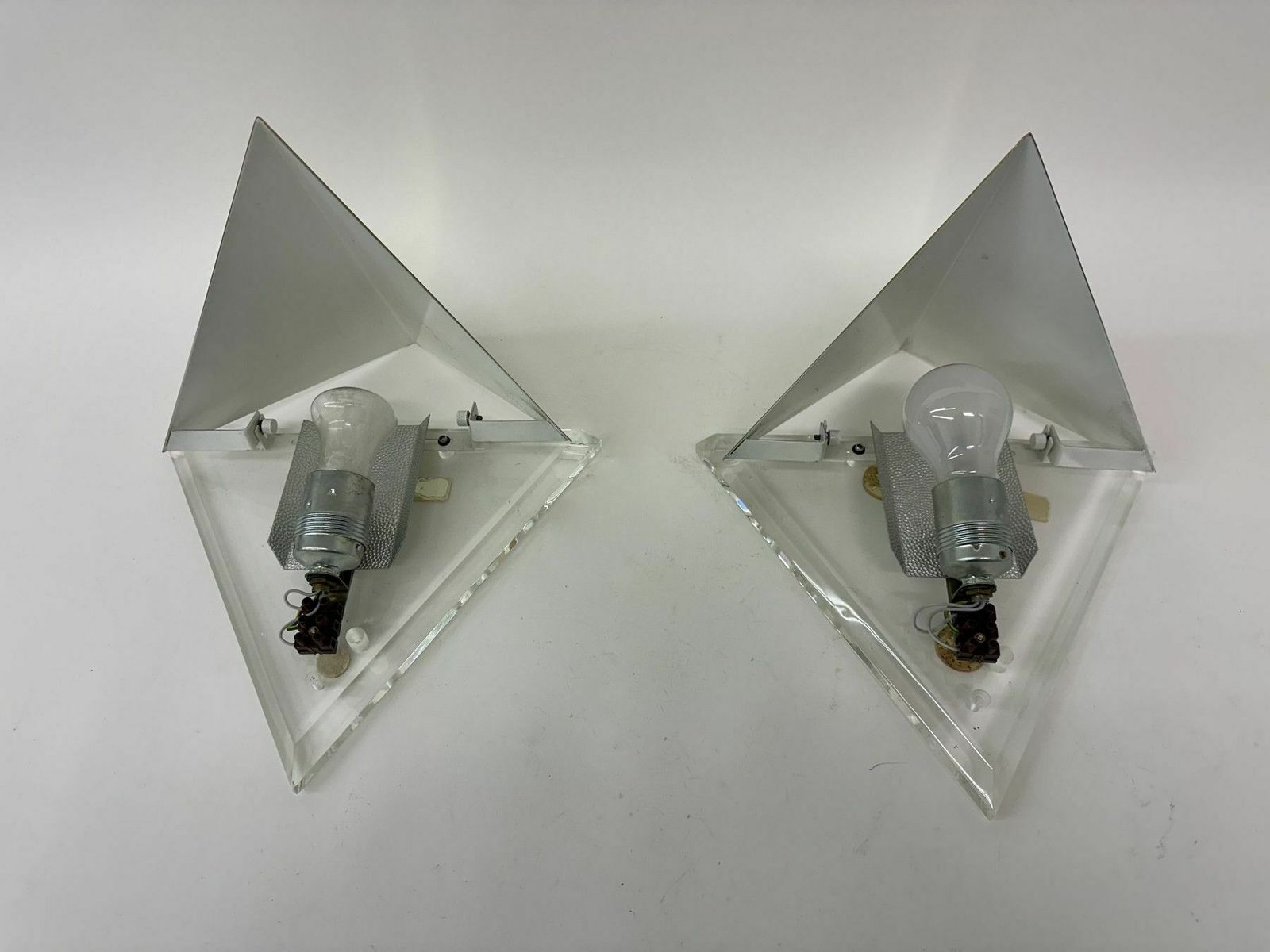 Set Of 2 Lucite Wall Lamps Gold , 1970’s photo 478.0